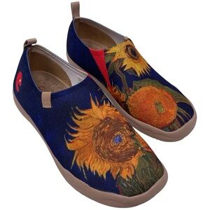 UIN Toledo Sunflower Women's Size 6 Slip-On Comfort Shoes Knitted Fabric